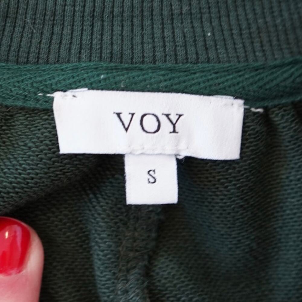 Voy Long Sleeve Pullover Ruffle Bow Tie Sweater Green Womens Size Small - Picture 4 of 5